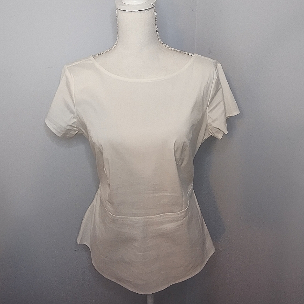 White Short-Sleeved Shirt with Back Cutouts